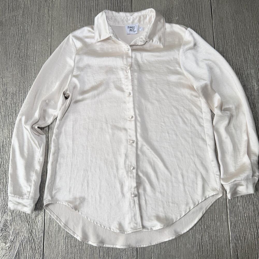 PRINCESS POLLY Vintage Vibes Shirt Champagne Size 4 - Picture 4 of 10